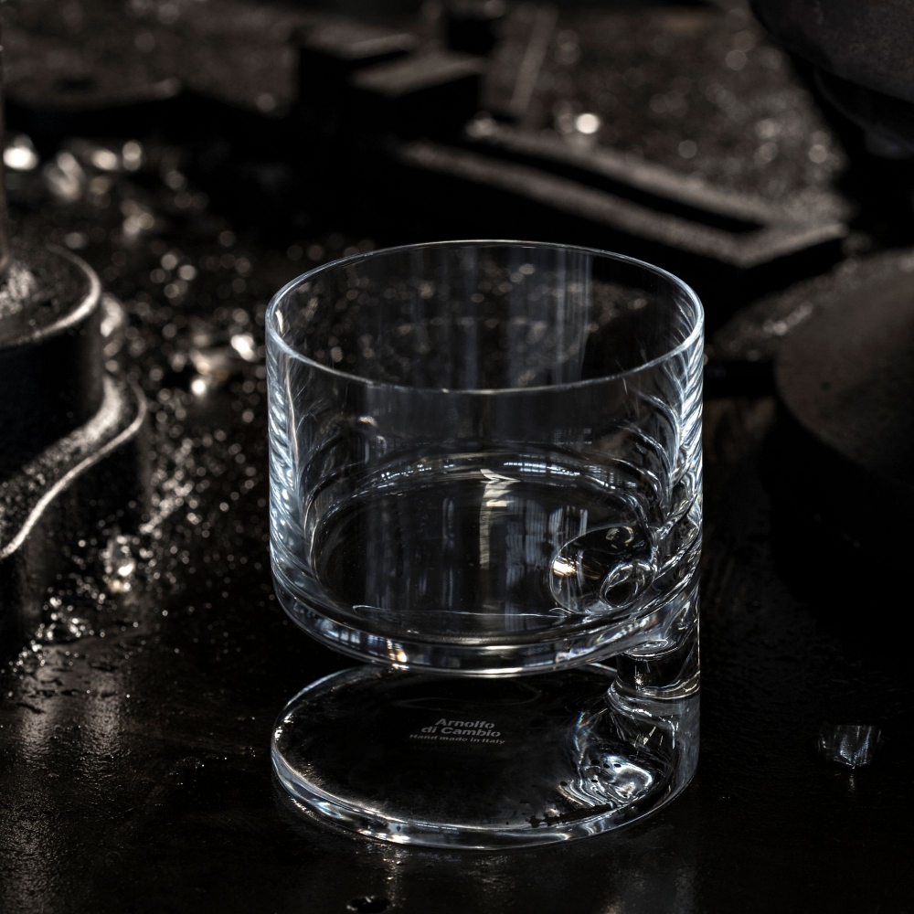 Arnolfo di Cambio Set of 2 Double Old Fashion Smoke Glasses - Design di Joe Colombo