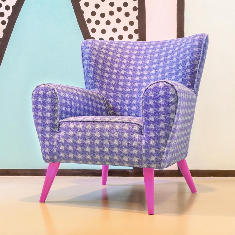 The Pop Label Poltrona Pied De Poule Fucsia