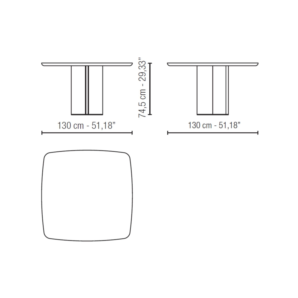 Milano 1964 Bellagio Barrel-shaped Square Table 130x130x74.5h cm