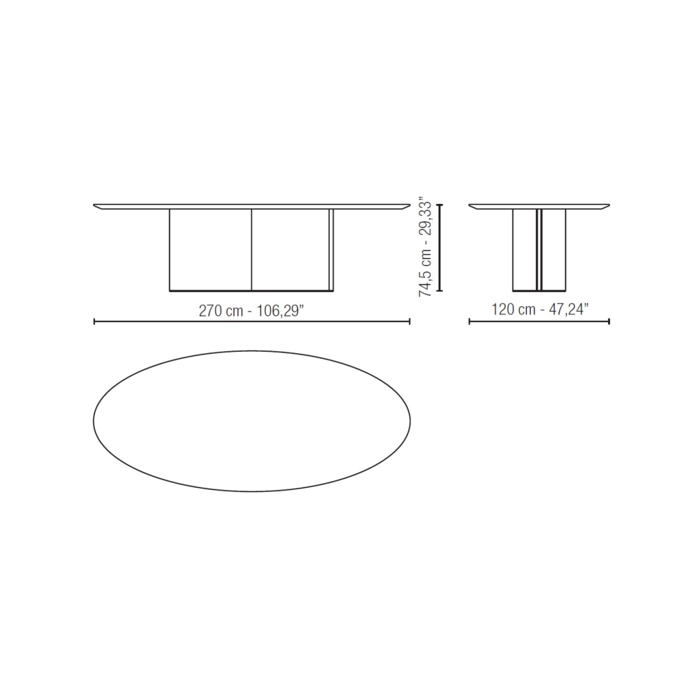 Milano 1964 Bellagio Oval Table 270x120x74.5h cm