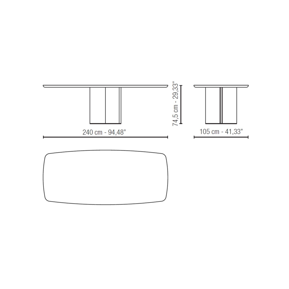 Milano 1964 Tavolo rettangolare a botte Bellagio 240x105x74.5h cm