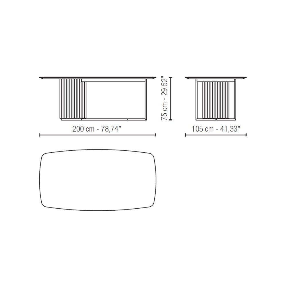 Milano 1964 Tavolo rettangolare a botte Cernobbio 200x105x75h cm