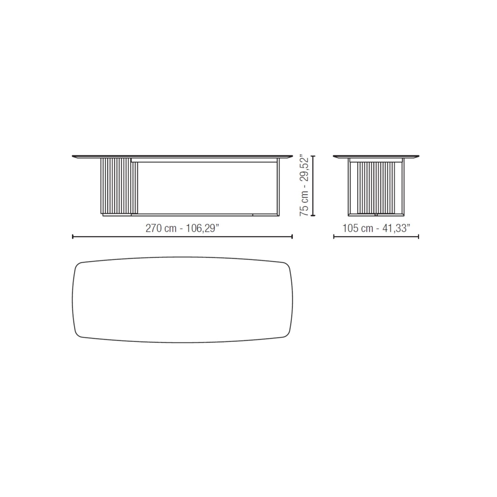 Milano 1964 Tavolo rettangolare a botte Cernobbio 270x105x75h cm