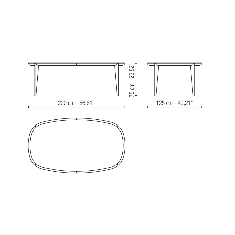 Milano 1964 Tavolo rettangolare a botte Como 220x125x75h cm
