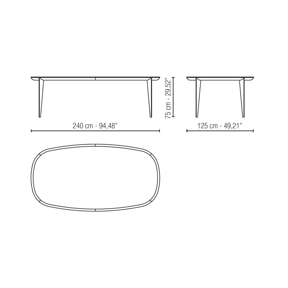 Milano 1964 Como Barrel-shaped Rectangular Table 240x125x75h cm