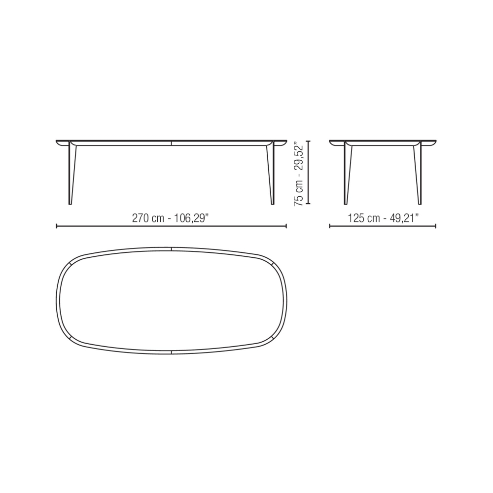 Milano 1964 Como Barrel-shaped Rectangular Table 270x125x75h cm