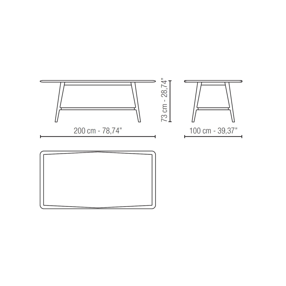 Milano 1964 Onno Rectangular Shaped Table 200x100x73h cm