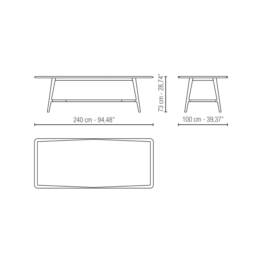 Milano 1964 Onno Rectangular Shaped Table 240x100x73h cm