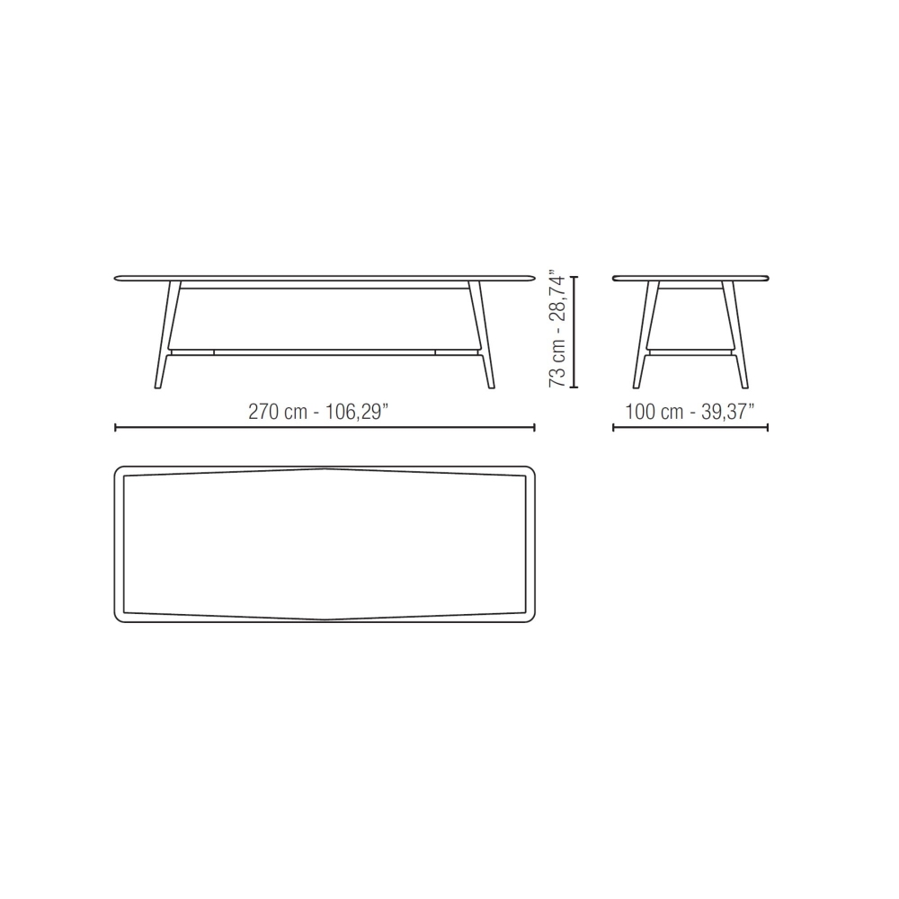 Milano 1964 Onno Rectangular Shaped Table 270x100x73h cm