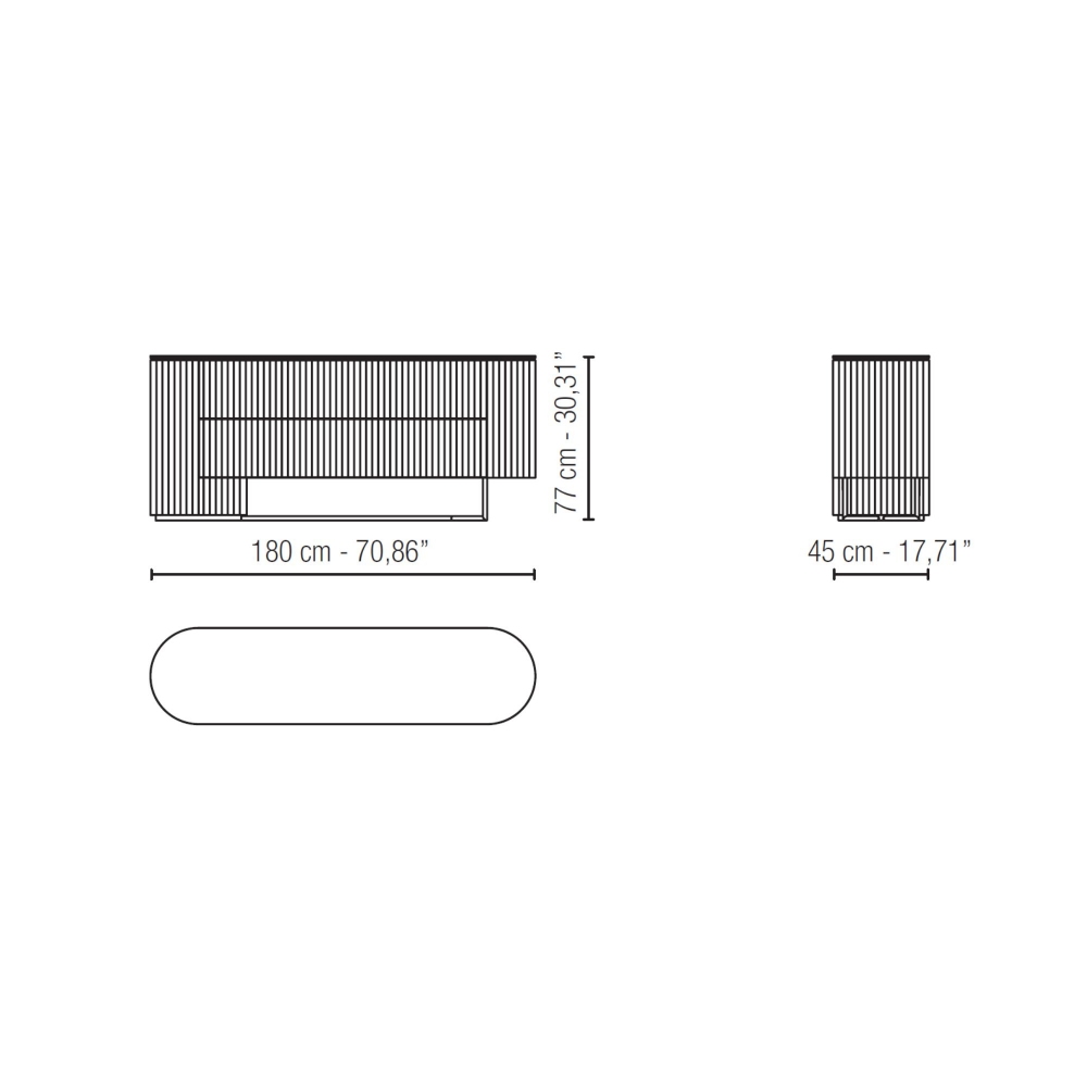 Milano 1964 Madia con ante a ribalta Cernobbio 180x45x77h cm
