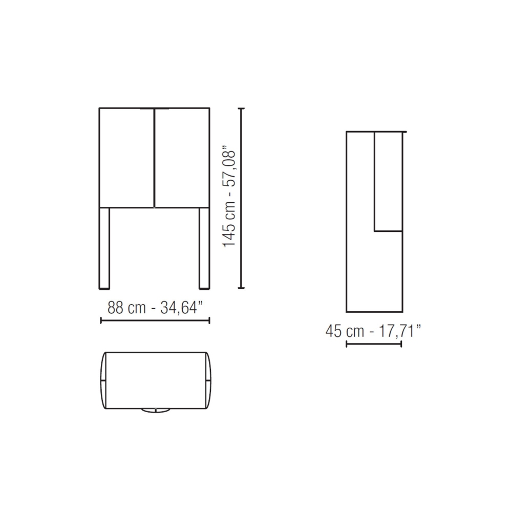 Milano 1964 Madia alta Varenna con 3 cassetti e vano 88x45x145h cm