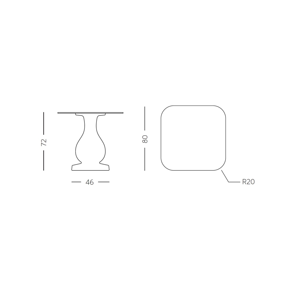Slide Ottocento Medium Outdoor Table 80x80x71h cm - Square HPL Top