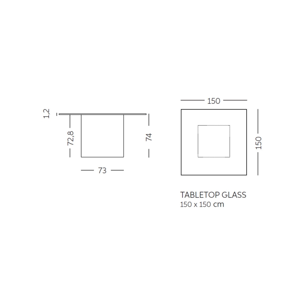 Slide Tavolo luminoso Square 150x150x74h cm
