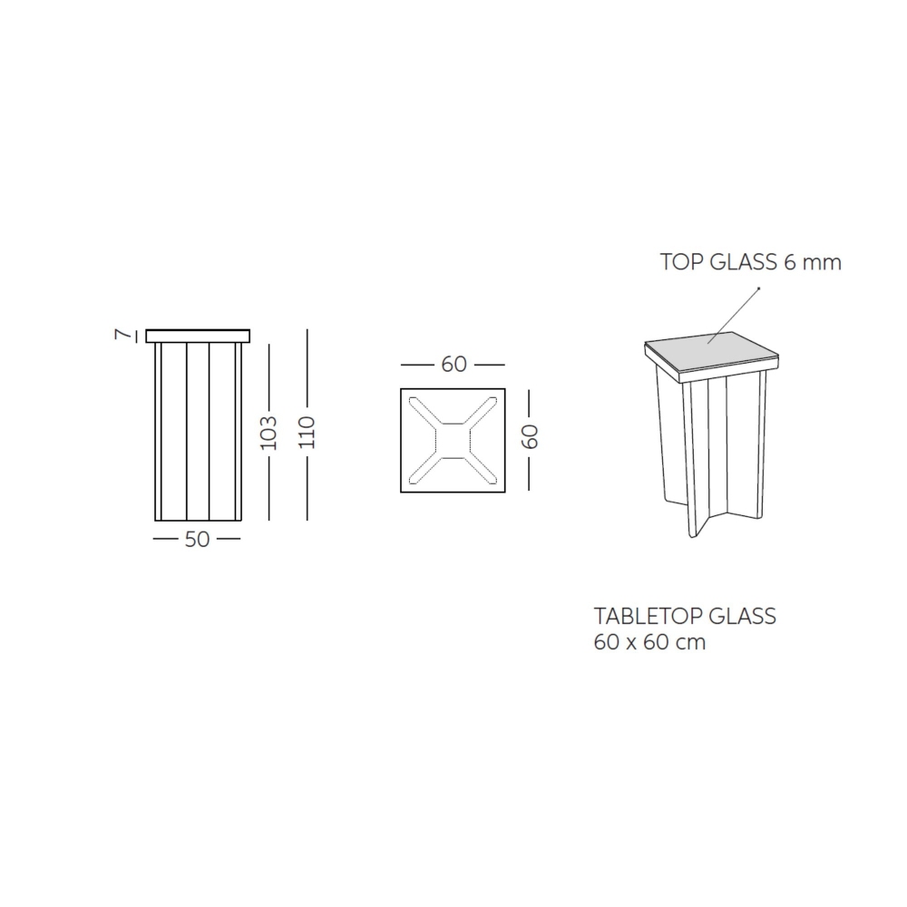Slide X2 Luminous Table 60x60x110h cm