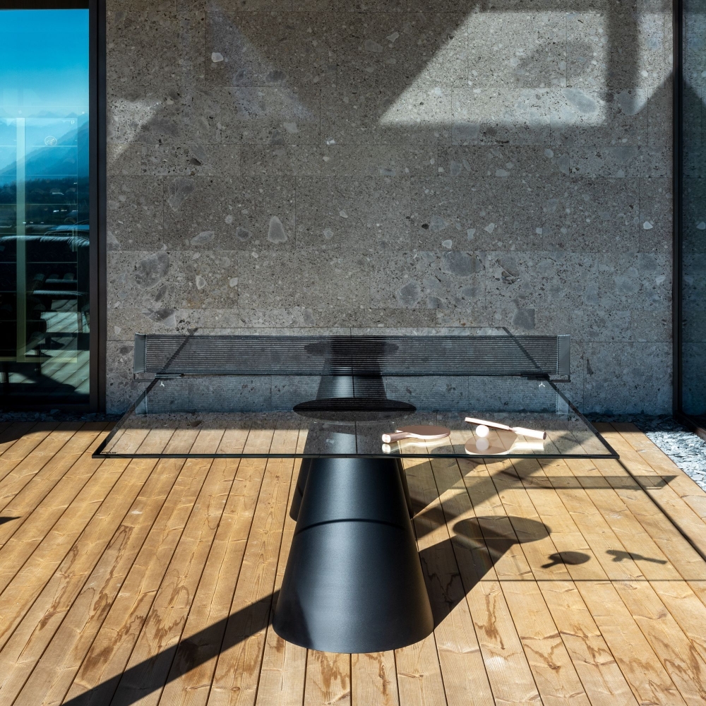 FAS Pendezza Dada Glass Black Ping Pong Table 274x152,5x76h cm