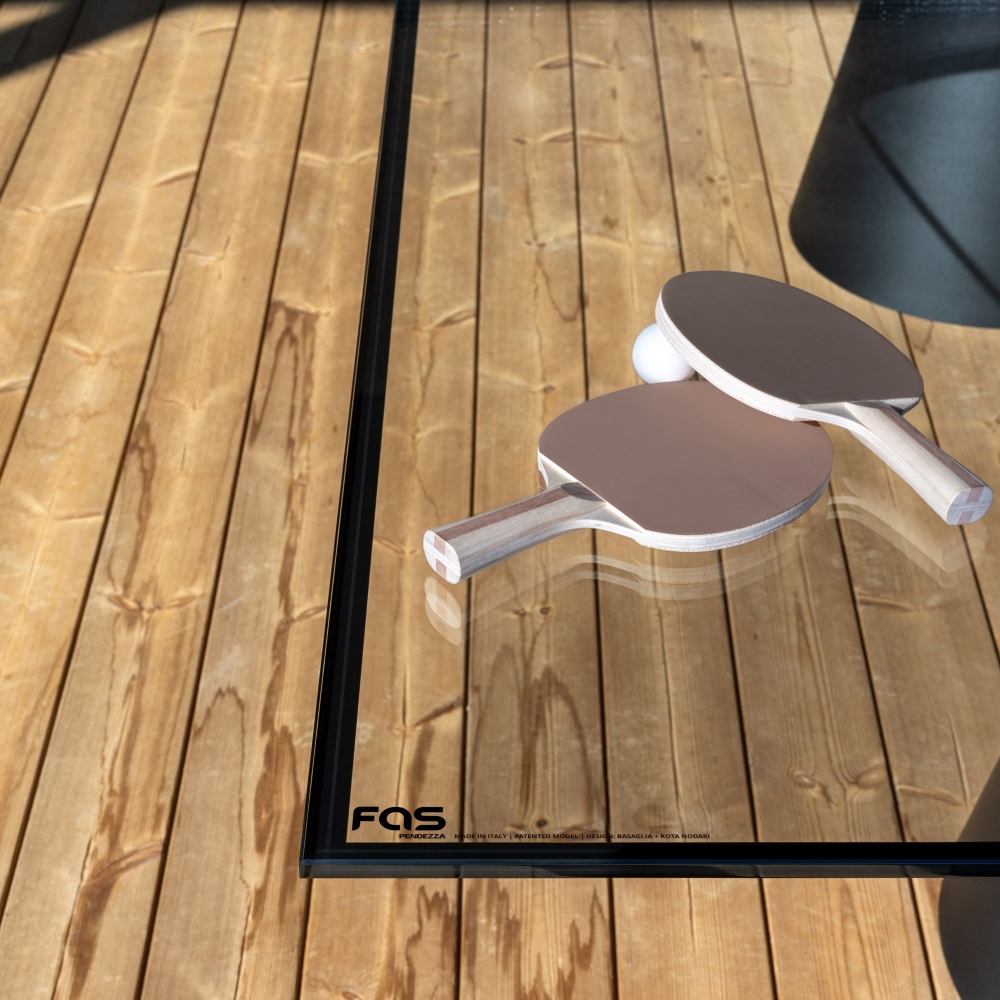 FAS Pendezza Dada Glass Black Ping Pong Table 274x152,5x76h cm