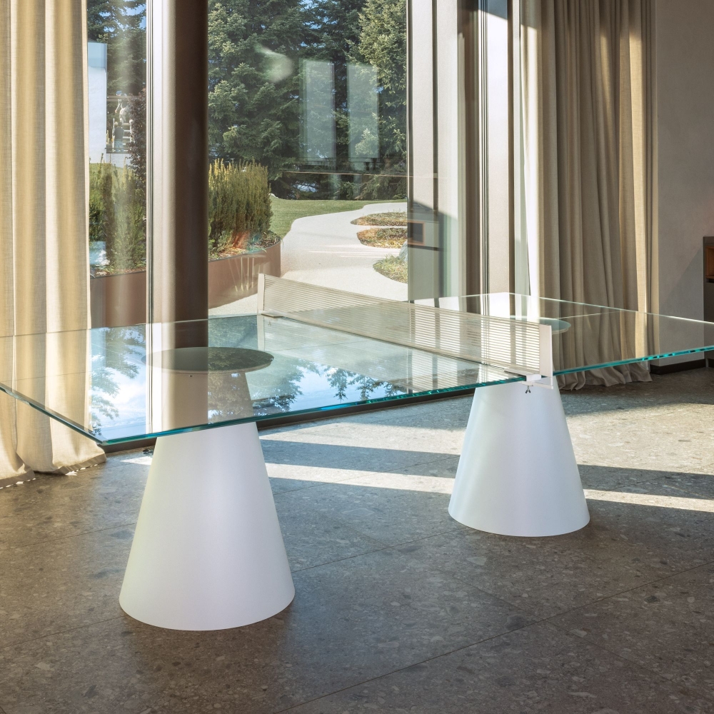 FAS Pendezza Dada Glass White Ping Pong Table 274x152,5x76h cm