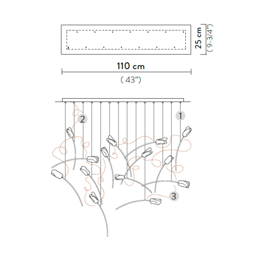 Slamp Tulip 14 Linear Pendant Lamp