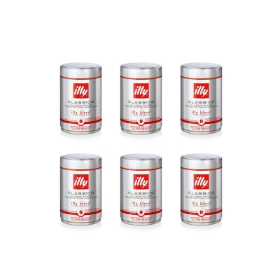 Illy 6 x 250g cans of Classico roasted coffee beans