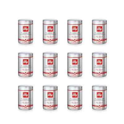Illy 12 barattoli da 250 gr di caffè in grani tostato Classico