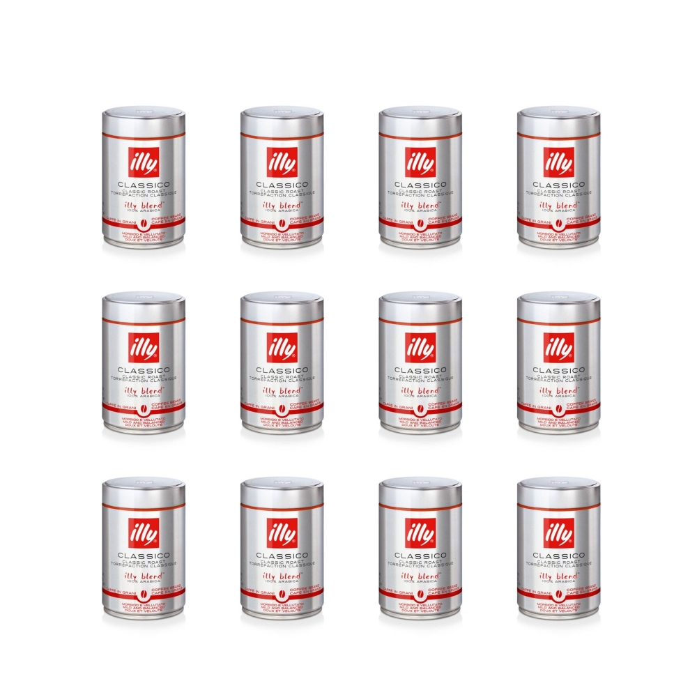 Illy 12 x 250g cans of Classico roasted coffee beans
