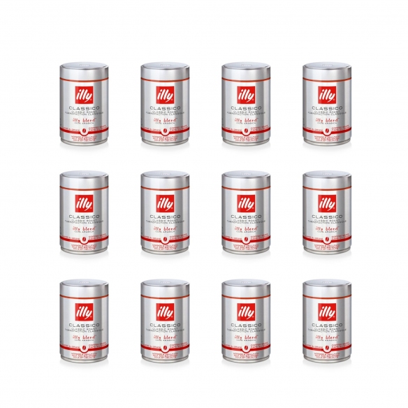 Illy 12 barattoli da 250 gr di caffè in grani tostato Classico