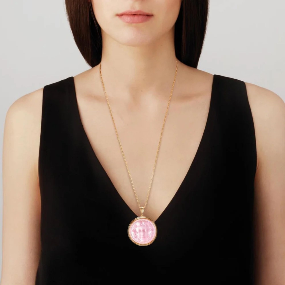 Lalique Aréthuse Nacré Rose Round Pendant