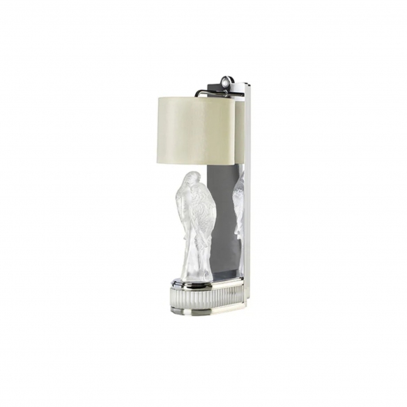 Lalique Lampada da parete in cristallo 2 Perruches Incolore - Finitura Cromata