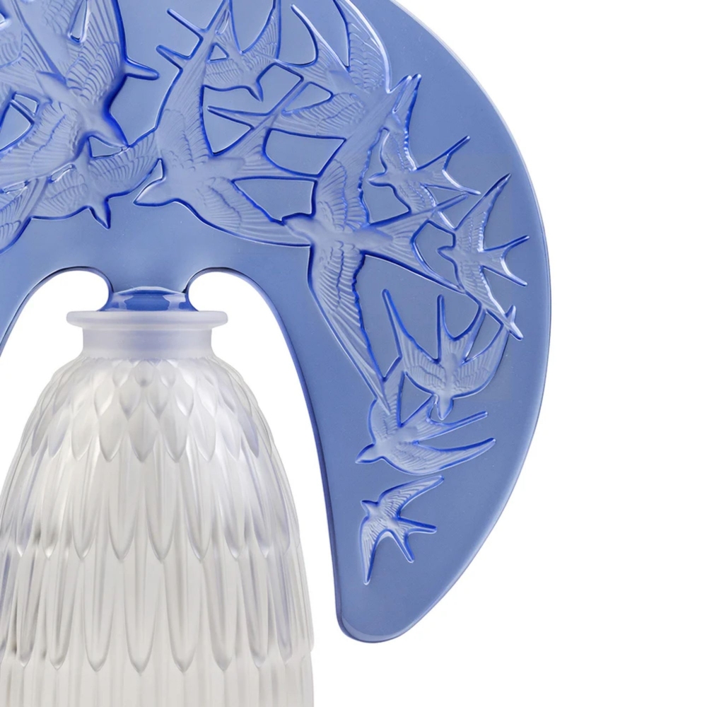 Lalique Lampada da tavolo in cristallo Hirondelles Bleu Saphir