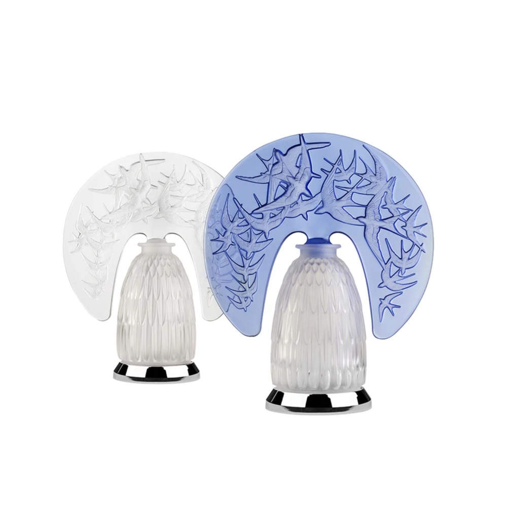 Lalique Hirondelles Bleu Saphir Table Lamp