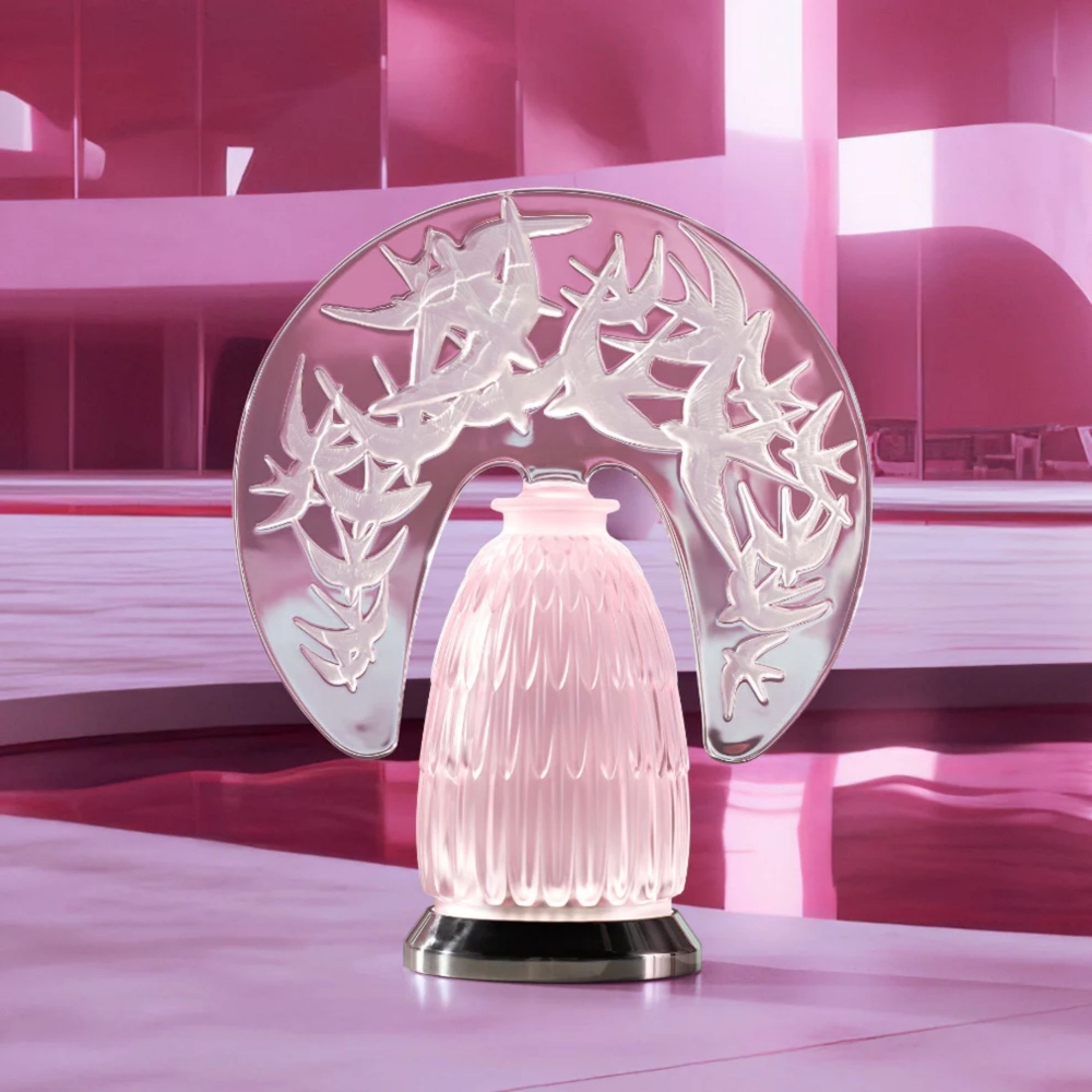 Lalique Hirondelles Wireless Lustré Rose Table Lamp