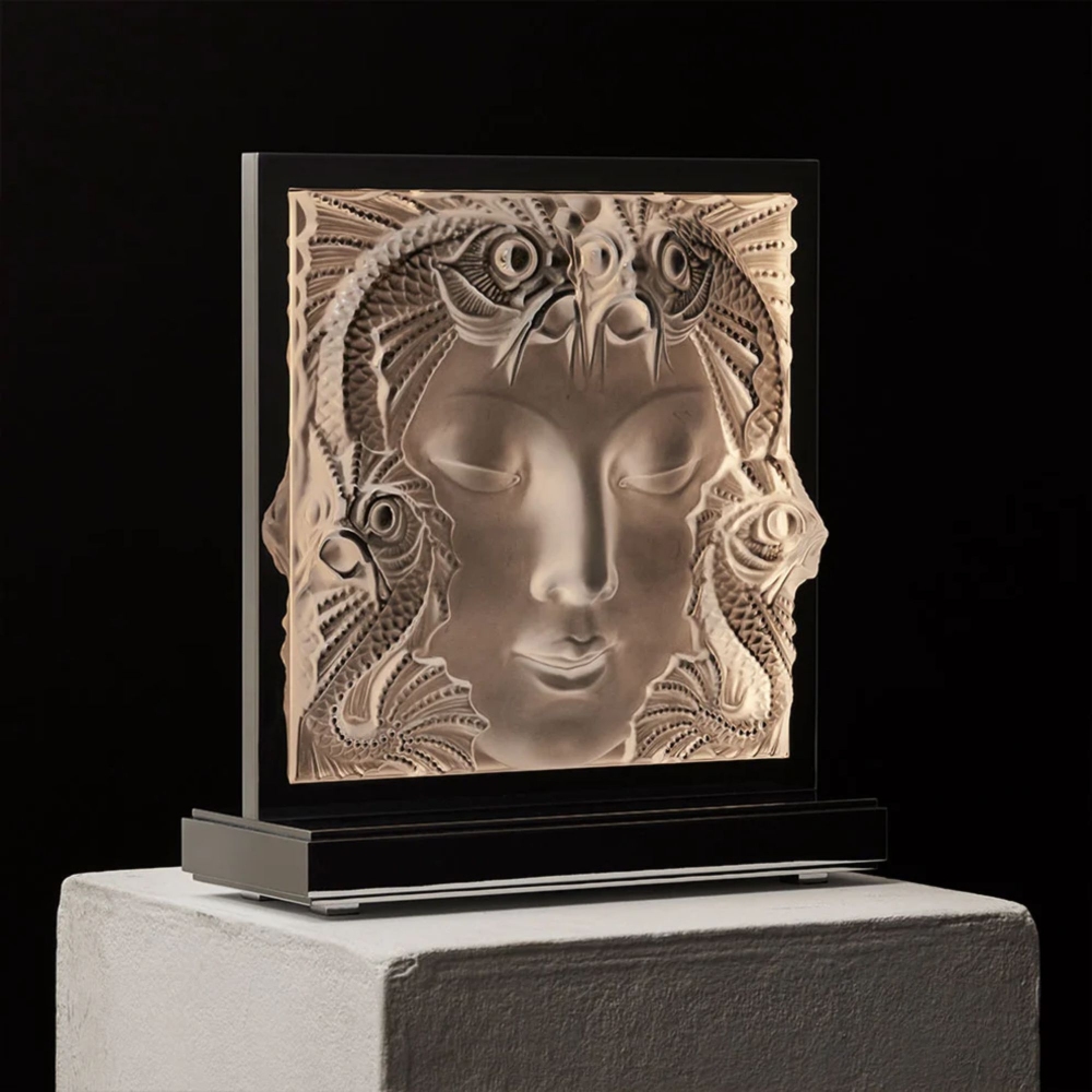 Lalique Lampada da tavolo in cristallo Masque de Femme