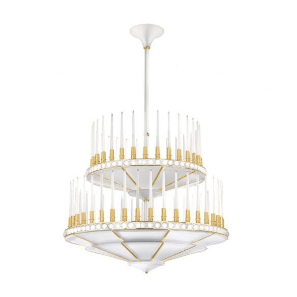 Lalique Lampadario in cristallo Perles 2R diam. 134 cm - Finitura Dorata