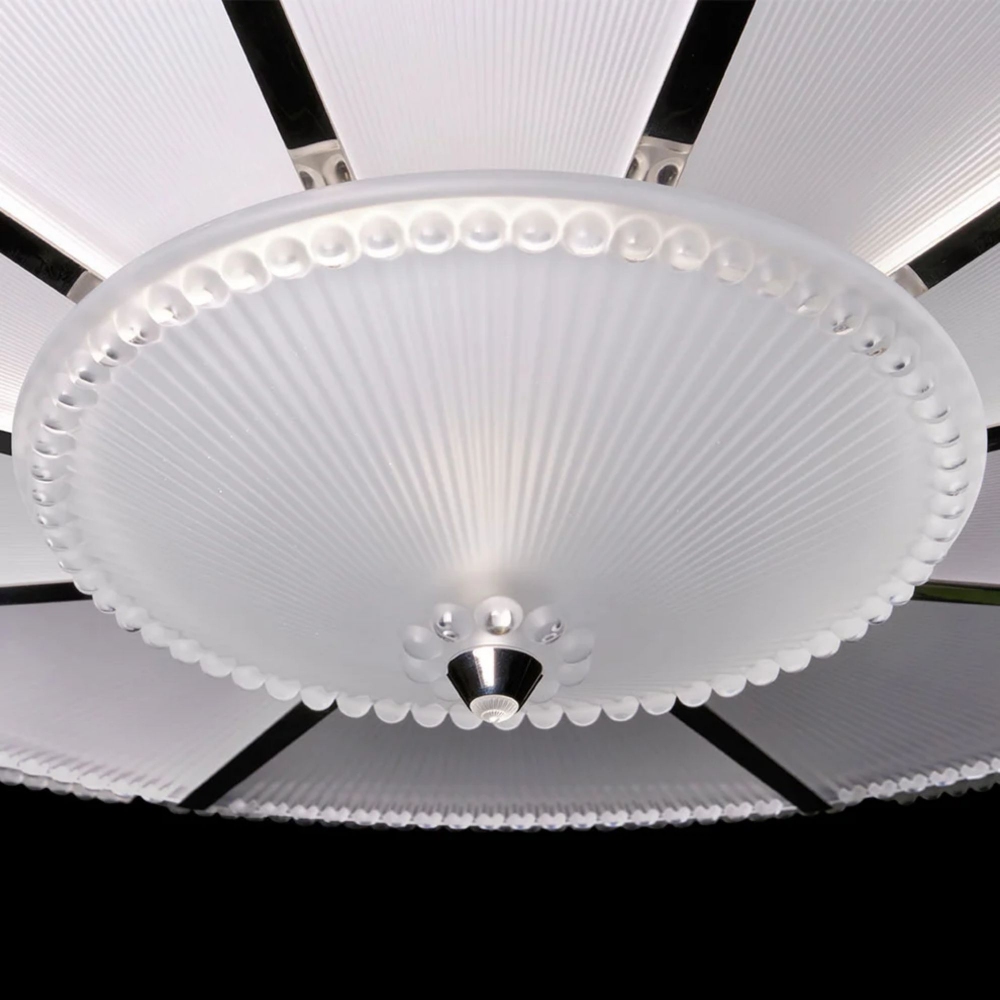 Lalique Lampadario in cristallo Perles 1R diam. 69 cm - Finitura Nickel