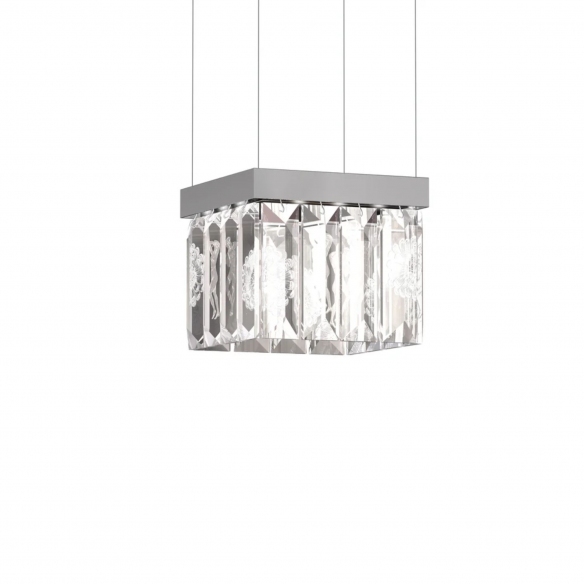 Lalique Serene 12 Prisms Dahlia Square Pendant Lamp