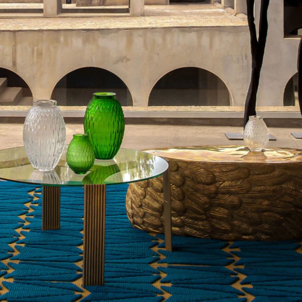 Lalique Vaso piccolo in cristallo Plumes Vert