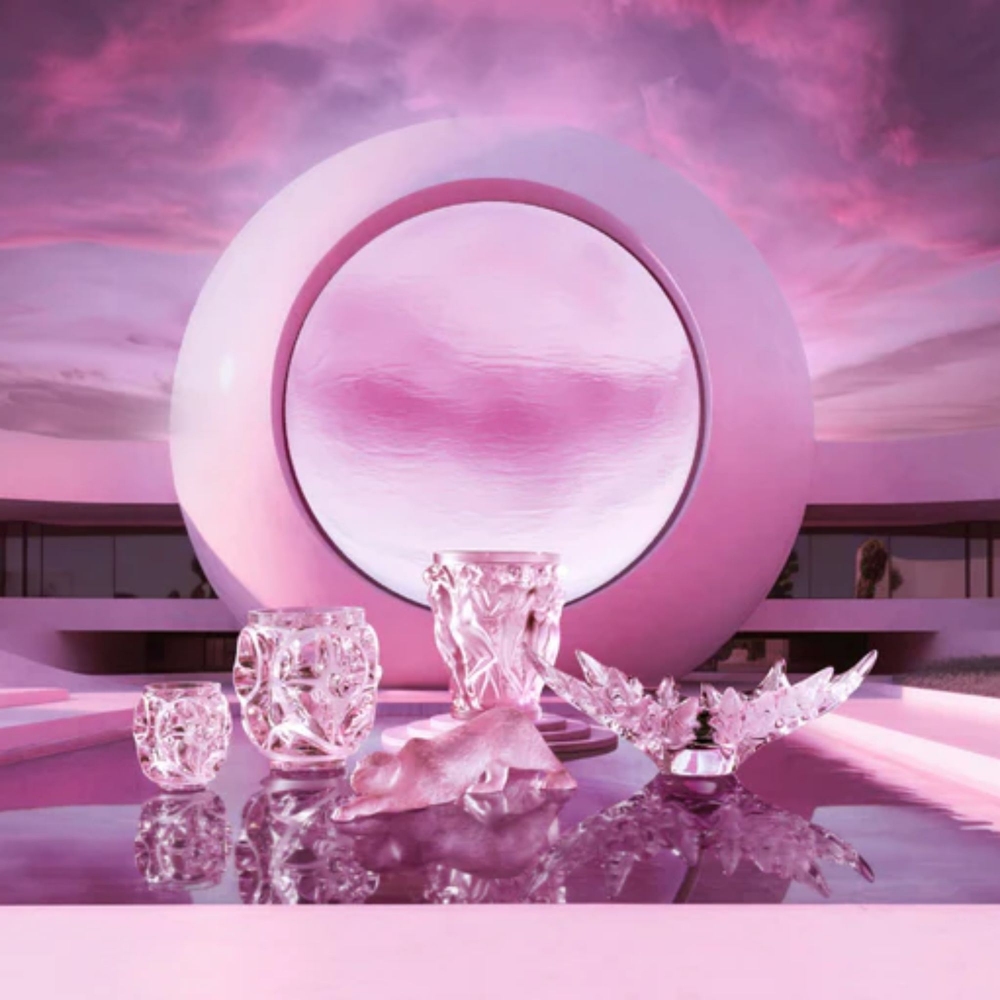 Lalique Vaso in cristallo Tourbillons Lustré Rose