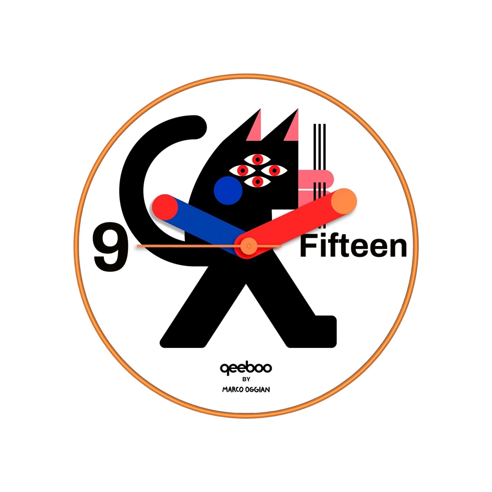 Qeeboo Black Cat Wall Clock