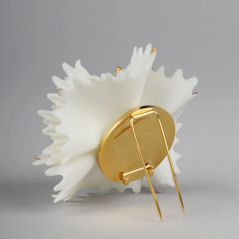 Lladró Orecchino grande Actinia - Bianco e Oro