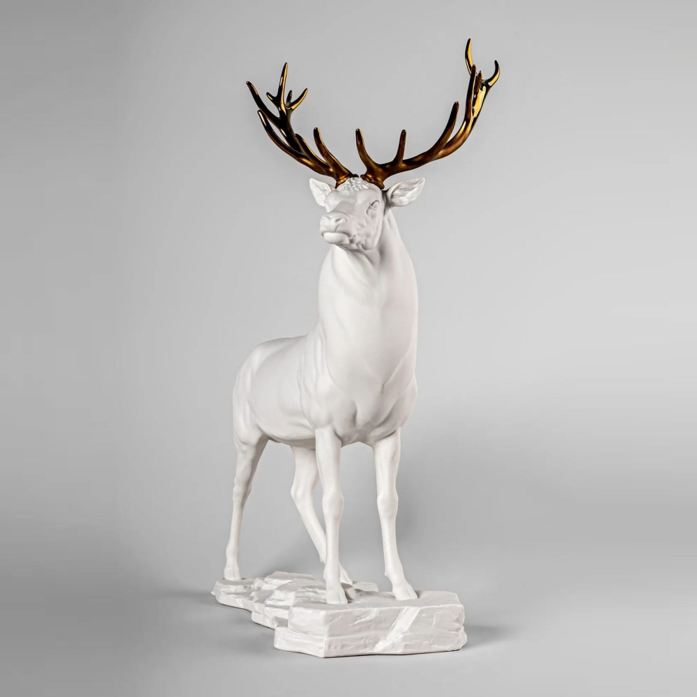 Lladró Deer White/Copper Porcelain Sculpture