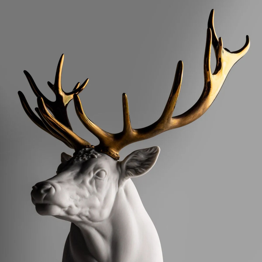 Lladró Deer White/Copper Porcelain Sculpture