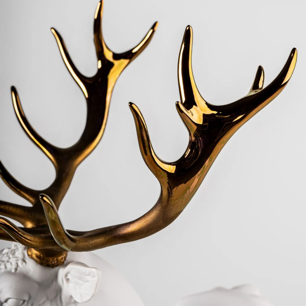 Lladró Deer White/Copper Porcelain Sculpture