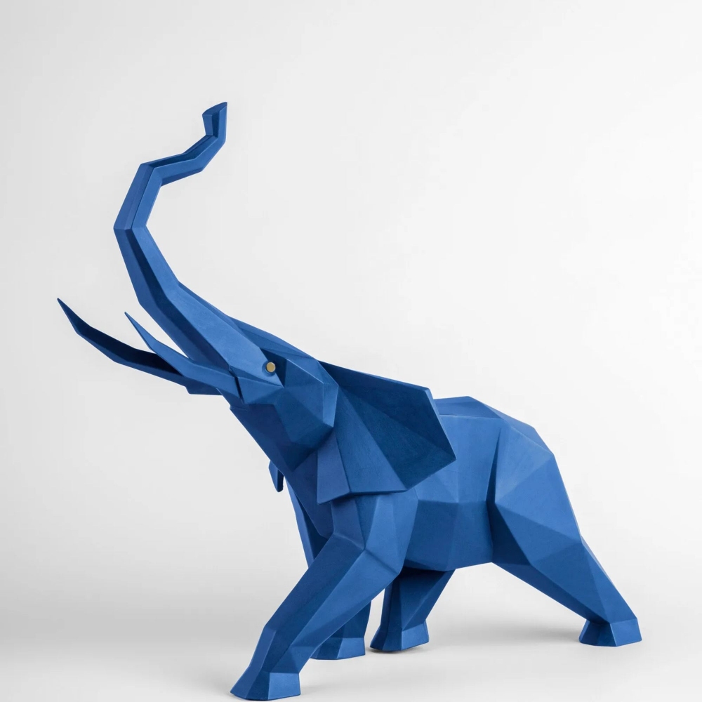 Lladró Blue Elephant Sculpture