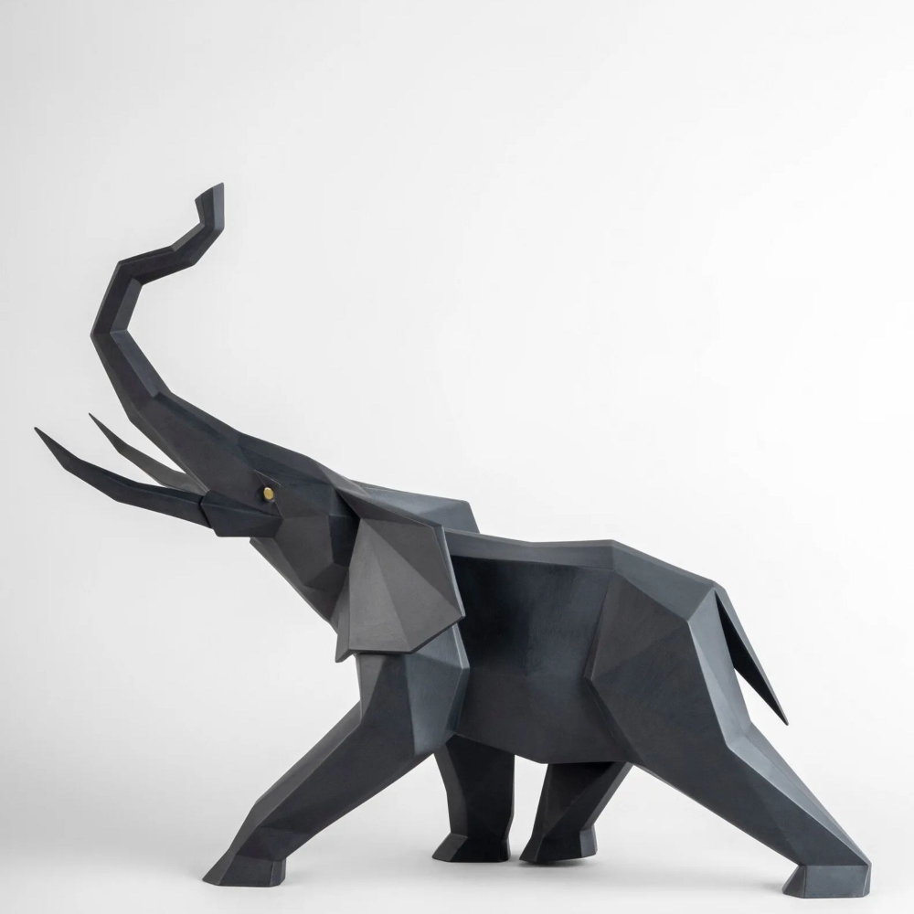 Lladró Black Elephant Sculpture