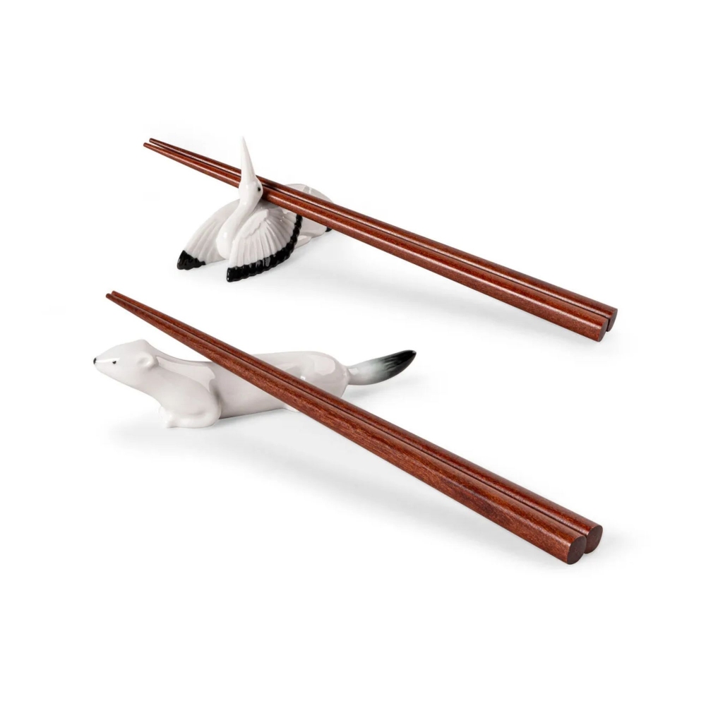 Lladró Ermine and Crane Chopstick...