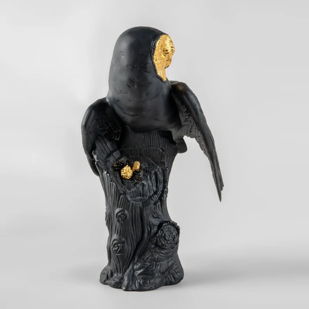 Lladró Scultura in porcellana Gufo Nero-Oro - Edizione Limitata