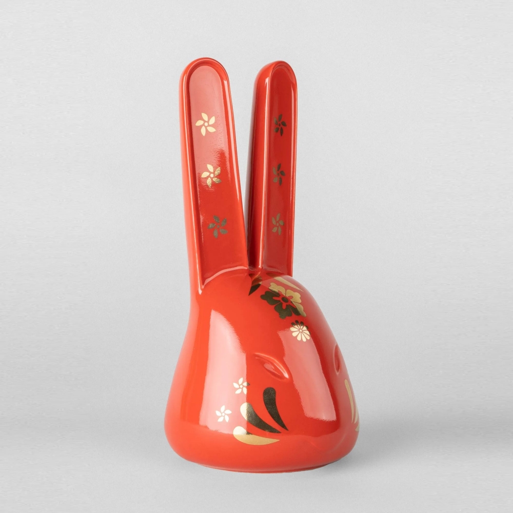 Lladró The Rabbit Porcelain Sculpture - Red-Gold