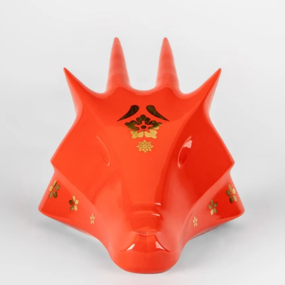 Lladró Scultura in porcellana Il Drago Rosso-Oro