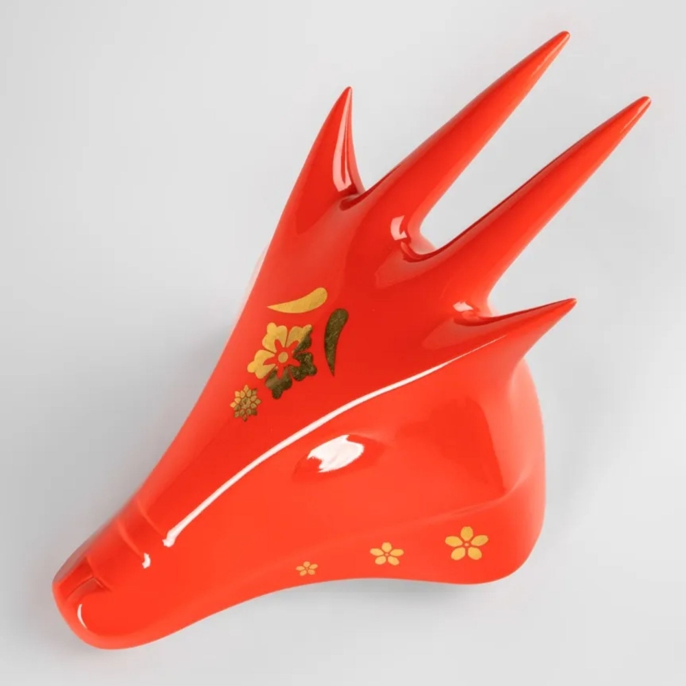 Lladró Scultura in porcellana Il Drago Rosso-Oro