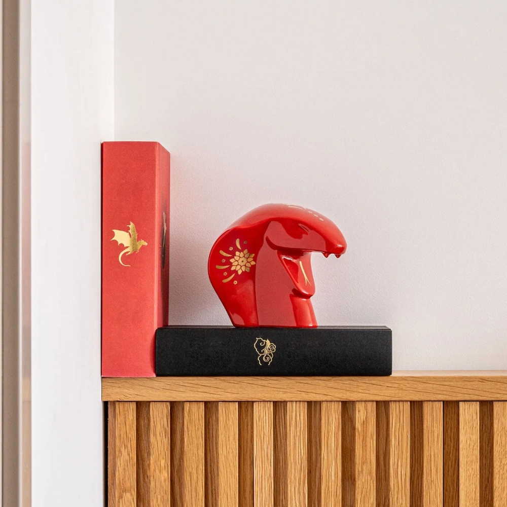 Lladró The Snake Porcelain Sculpture - Red-Gold